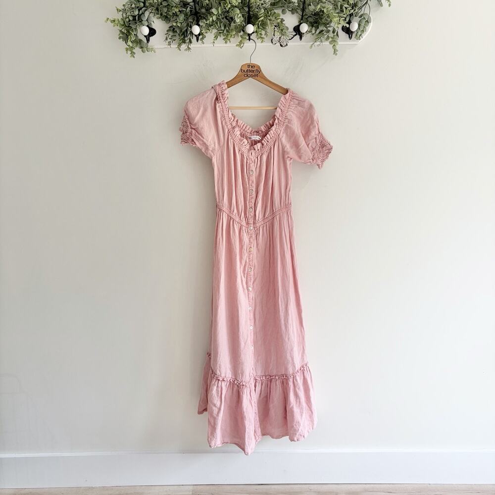 Zara Ruffled Pink Midi Dress With A Ruffled Hem Large 1170 romantic fairycore